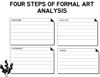 Preview of Four Steps of Art Analysis Graphic Organizer