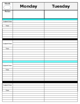 Preview of Four Subject Lesson Planner Plan Book Binder Pages