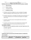 Four Types of Economies Worksheet Homework, Economics