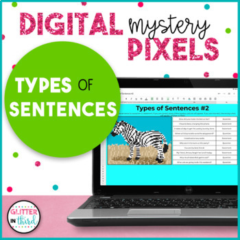 Preview of Four Types of Sentences Pixel Art Grammar Activities Digital Mystery Pictures