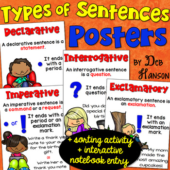 Preview of Types of Sentences Posters, Sort, and Notebook Activity: FREE!