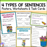 4 Types of Sentences Worksheets, Posters, & Task Cards