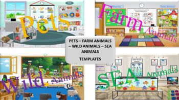 Preview of Four Virtual Animals Classroom Templates  // Bundle //