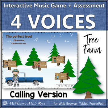 Preview of Four Voices Interactive Music Game + Assessment Tree Farm {calling version}