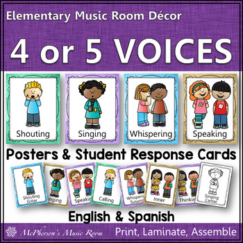 Preview of Four Voices or Five Voices ~ Music Posters and Student Response Cards