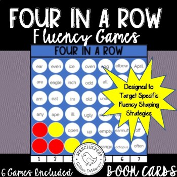 Preview of Four in a Row Fluency Stuttering Games BOOM CARDS