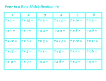 Preview of Four in a Row Multiplication 7's