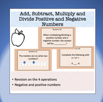 Four operations on positive and negative integers - 50+ Task Cards