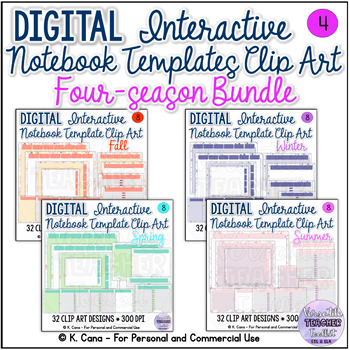 Preview of Four-season Digital Interactive Notebook Clip Art Sets Bundle 4