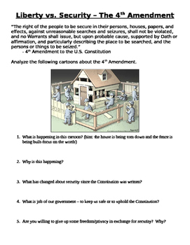 Preview of The Bill of Rights: Fourth Amendment - Political Cartoon Analysis