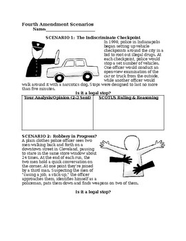 Preview of Fourth Amendment Scenarios Activity Packet