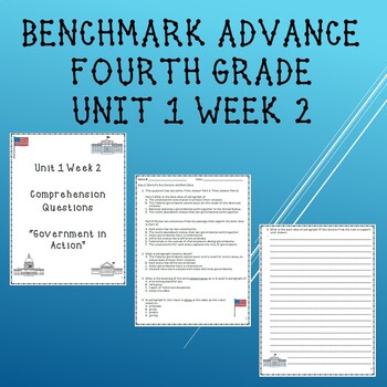 Preview of Fourth Grade Benchmark Advance Unit 1 Week 2 Comprehension Questions