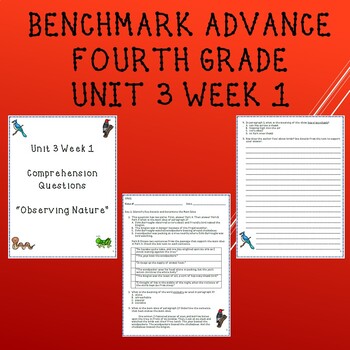 Preview of Fourth Grade Benchmark Advance Unit 3 Week 1 Comprehension Questions