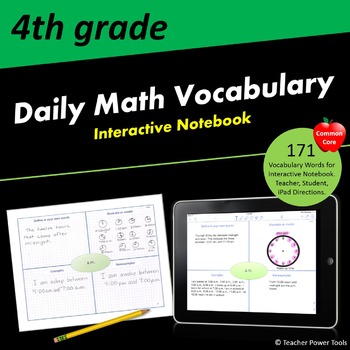 Preview of Fourth Grade CCSS Math Vocabulary Interactive Notebook