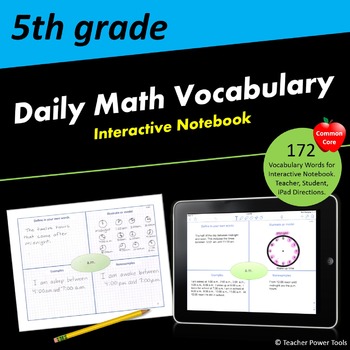 Preview of Fifth Grade CCSS Math Vocabulary Interactive Notebook