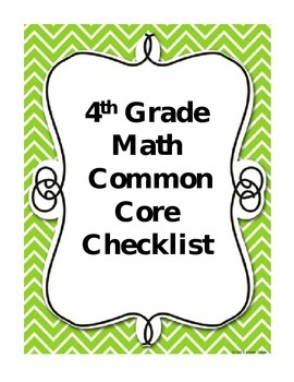 Fourth Grade Common Core Checklist by The Organizational Guru | TPT