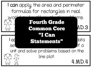 Preview of Fourth Grade Common Core "I Can" Statement Cards