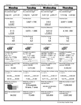 Weekly Math Review Q2 5 Answer Key 8th Grade Reference Sheet.