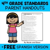 Fourth Grade Common Core Standards Parent Handouts + FREE Spanish