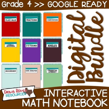 Preview of Fourth Grade DIGITAL Math Interactive Notebook BUNDLE | 4th Grade Math TEKS