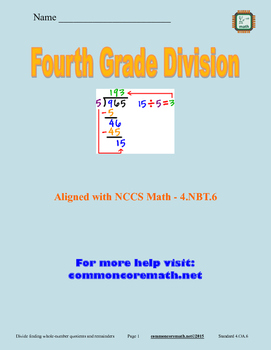 Preview of Fourth Grade Division Packet - 4.NBT.6