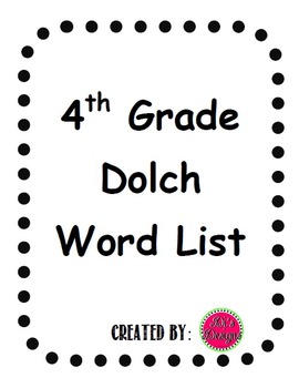 Fourth Grade Dolch Word Card Set by Dianna Leal | TpT