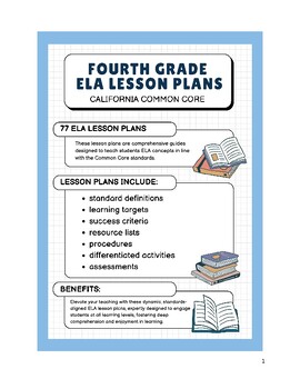 Preview of Fourth Grade ELA Lesson Plans - California Common Core