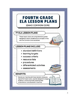 Preview of Fourth Grade ELA Lesson Plans - Idaho Common Core