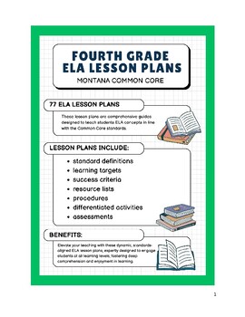 Preview of Fourth Grade ELA Lesson Plans - Montana Common Core