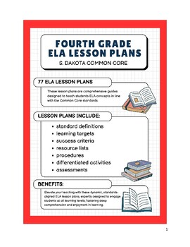Preview of Fourth Grade ELA Lesson Plans - S. Dakota Common Core