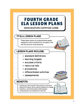 Preview of Fourth Grade ELA Lesson Plans - Washington Common Core