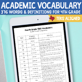 Fourth Grade RLA TEKS Academic Vocabulary List & Definitions