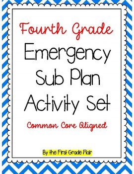 Preview of Fourth Grade Emergency Sub Plan Packet Digital + Printable -  Distance Learning