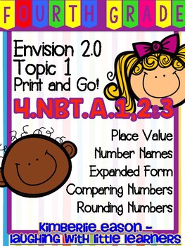 Preview of Fourth Grade Envision Math 2.0 Topics 1 and 2 Print and Go!