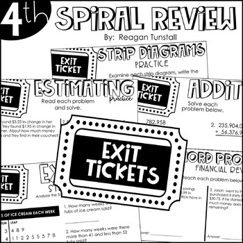 Preview of Fourth Grade Exit Tickets Spiral Review
