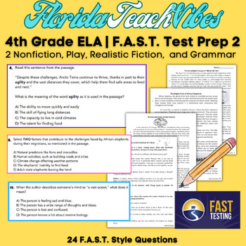 Preview of Fourth Grade F.A.S.T. ELA Practice Test: Comprehensive Reading & Grammar Prep 2