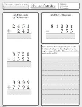 Fourth Grade Four Operations Homework Samples by Hanson Math and More