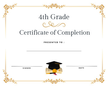 Preview of Fourth Grade Graduation Diploma Certificate Instant Download Printable