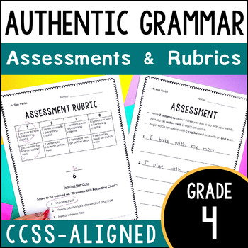 Preview of 4th Grade Grammar Assessments and Rubrics - Yearlong Set of 30 Assessments