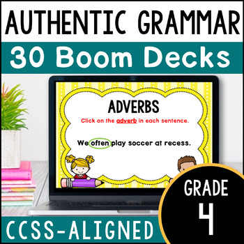 Preview of 4th Grade Grammar Practice - Yearlong Set of 30 Engaging Boom Card Decks