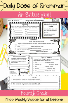 Preview of Fourth Grade Grammar Skills Daily Dose Bundle Daily Standards Assessments