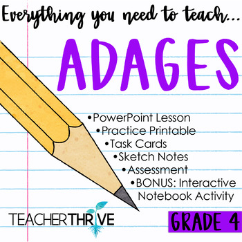 Preview of 4th Grade Grammar Unit: Adages