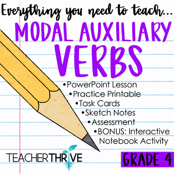 Preview of 4th Grade Grammar Unit: Modal Auxiliary Verbs (Helping Verbs)