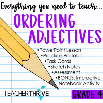 Preview of 4th Grade Grammar Unit: Ordering Adjectives
