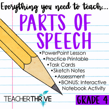 Preview of 4th Grade Grammar Unit: Parts of Speech