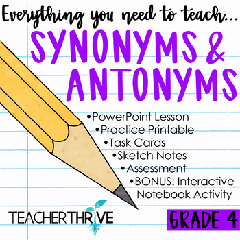 Preview of 4th Grade Grammar Unit: Synonyms and Antonyms
