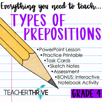 Preview of 4th Grade Grammar Unit: Types of Prepositions