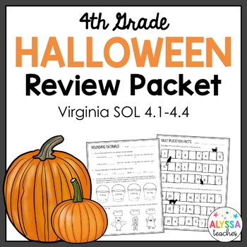 Preview of Fourth Grade Halloween Math Packet (SOL 4.1-4.4)