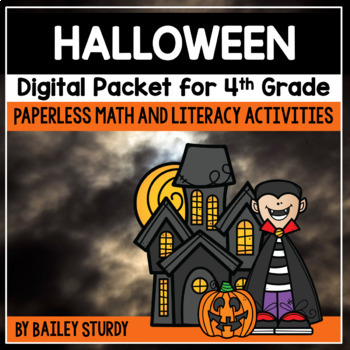 Preview of Fourth Grade Halloween Math and Literacy Digital Packet