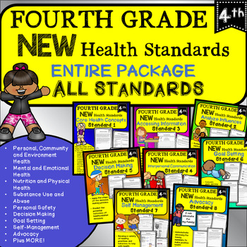 Preview of 4th Grade NEW Health Worksheets and Activities: Standards for the Entire Year!!